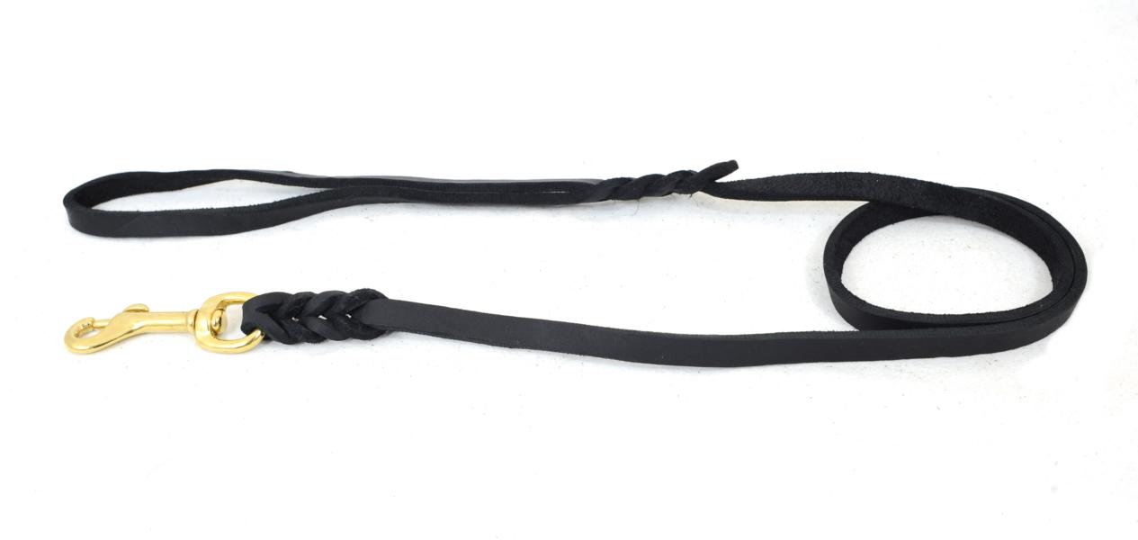 Bellepet Fettlederleine 1,50m mit Handschlaufe - Messing