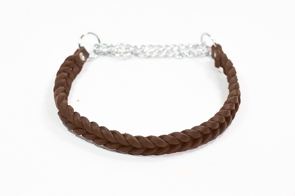 Bellepet Fettleder-Halsband "Braidy" geflochten mit Kette