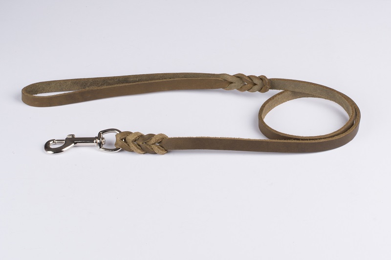 Bellepet Fettlederleine 1m mit Handschlaufe - Chrom