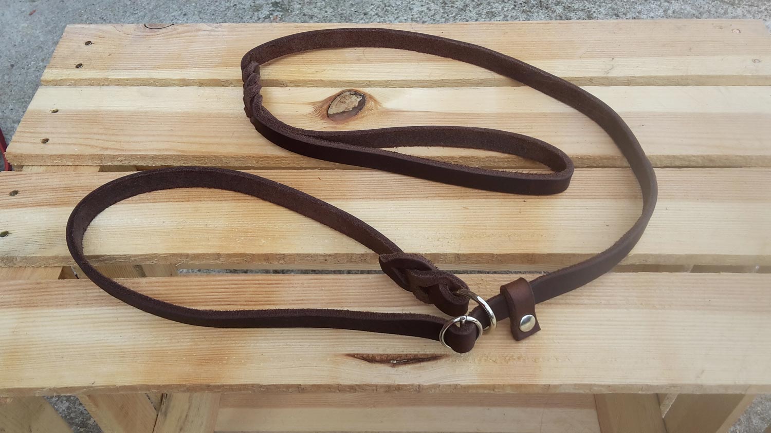 Bellepet Moxon-/Retrieverleine aus Fettleder 1,80 m mit Zugstopp - Chrom