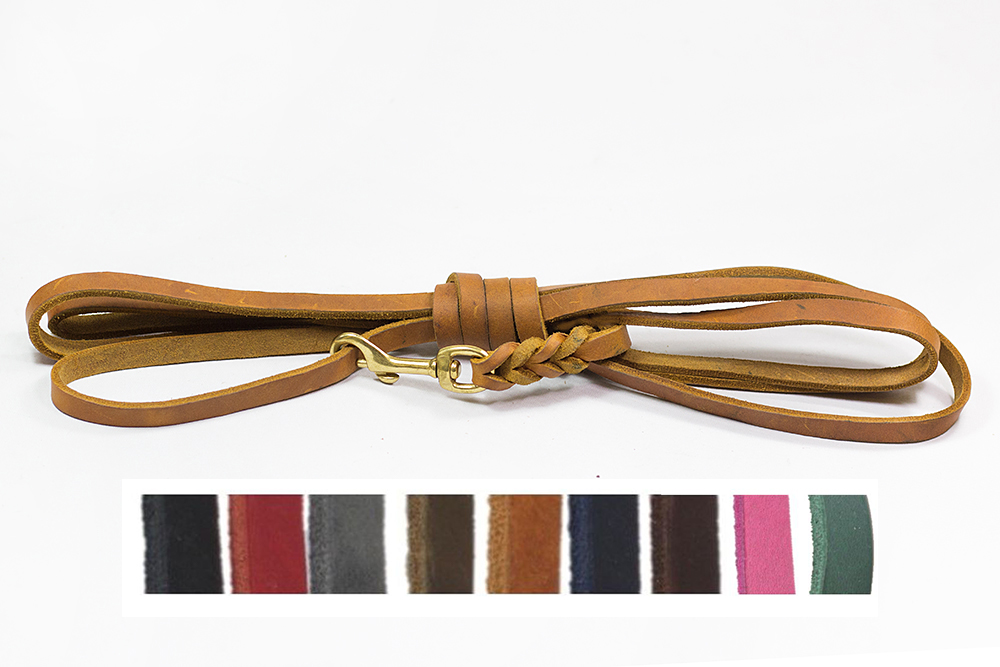 Bellepet Fettlederleine / Schleppleine 5m mit Handschlaufe - Messing