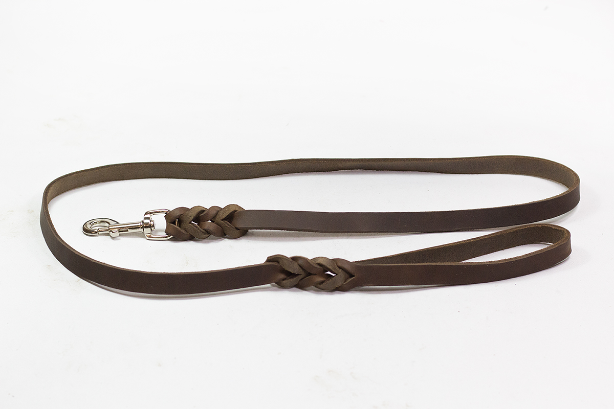 Bellepet Fettlederleine extra breit - 1m mit Handschlaufe - Chrom