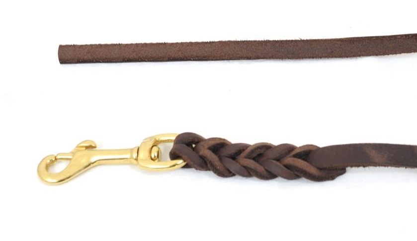 Bellepet Fettlederleine / Schleppleine extra geflochten 10m ohne HS - Messing