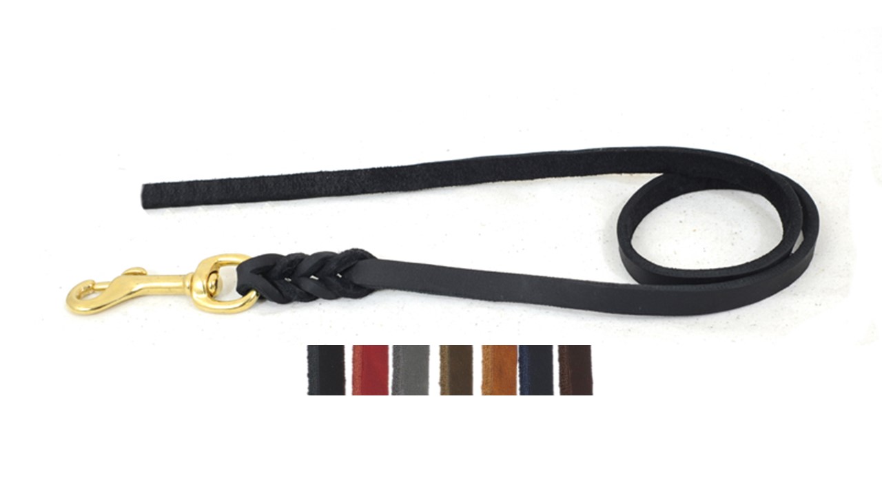 Bellepet Fettlederleine 2m ohne Handschlaufe - Messing