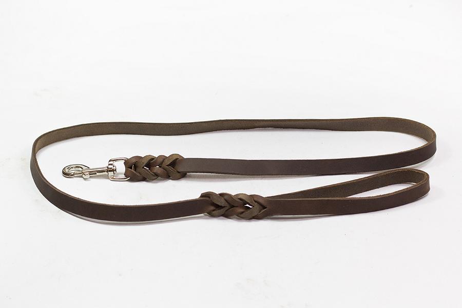 Bellepet Fettlederleine extra breit - 3m mit Handschlaufe - Chrom