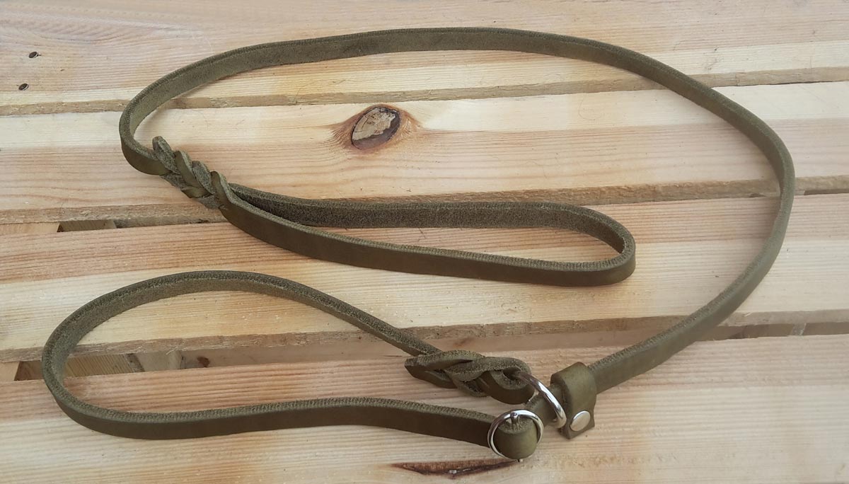 Bellepet Moxon-/Retrieverleine aus Fettleder 1,80 m mit Zugstopp - Chrom