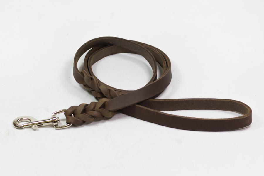 Bellepet Fettlederleine extra breit - 3m mit Handschlaufe - Chrom