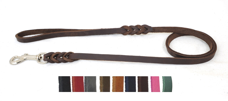 Bellepet Fettlederleine 1m mit Handschlaufe - Chrom