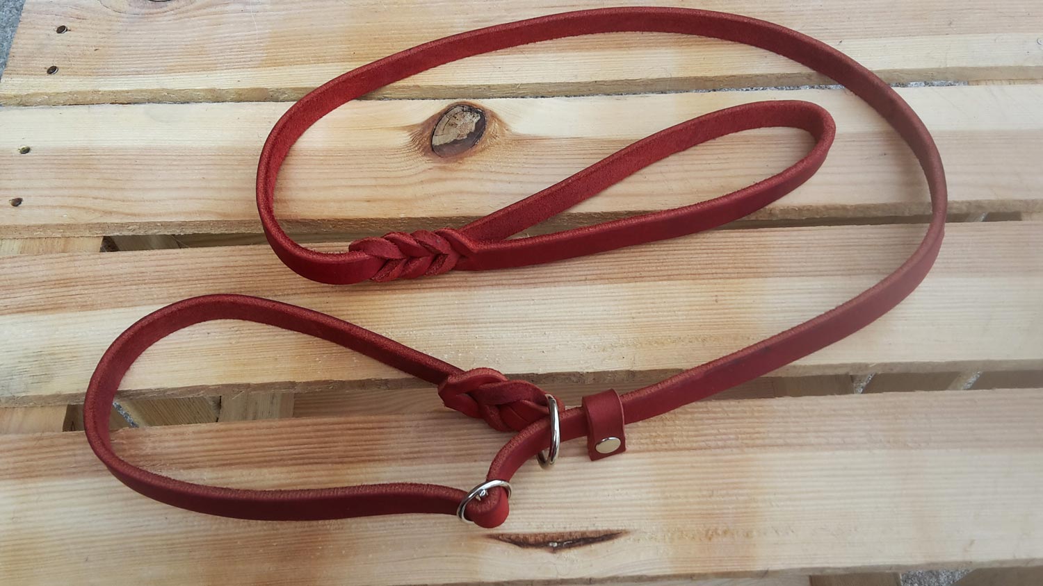 Bellepet Moxon-/Retrieverleine aus Fettleder 1,80 m mit Zugstopp - Chrom