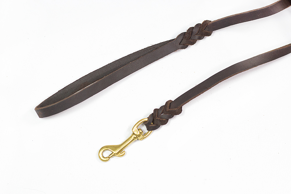 Bellepet Fettlederleine / Schleppleine 5m mit Handschlaufe - Messing