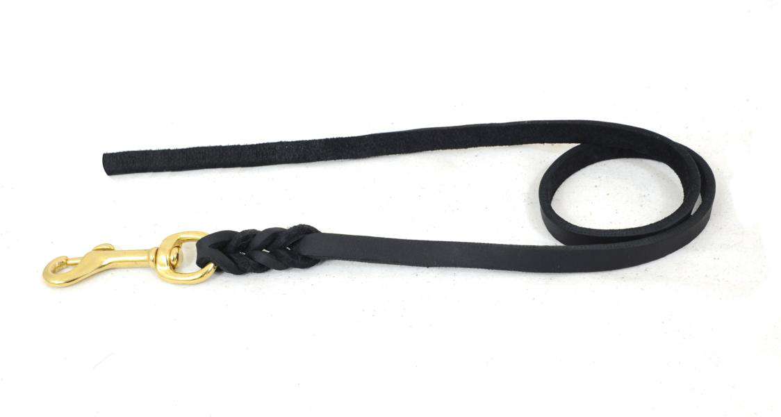 Bellepet Fettlederleine 1,35m ohne Handschlaufe - Messing