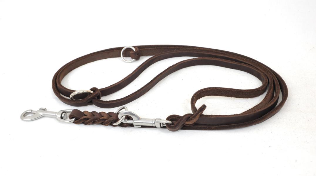 Bellepet Fettleder Verlängerungsleine 3m 3-fach verst. - Edelstahl