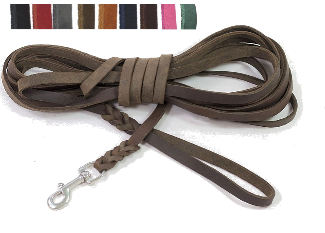 Bellepet Fettlederleine / Schleppleine 5m mit Handschlaufe - Edelstahl