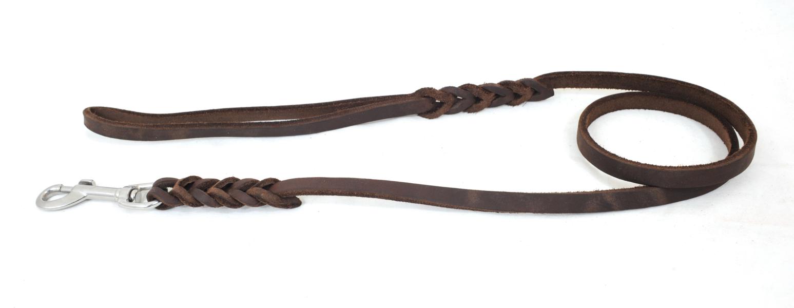 Bellepet Fettlederleine 1,50m mit Handschlaufe - Edelstahl