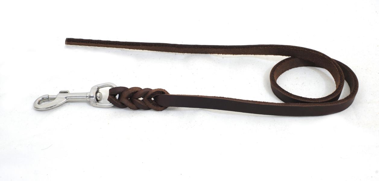 Bellepet Fettlederleine 1,50m ohne Handschlaufe - Edelstahl