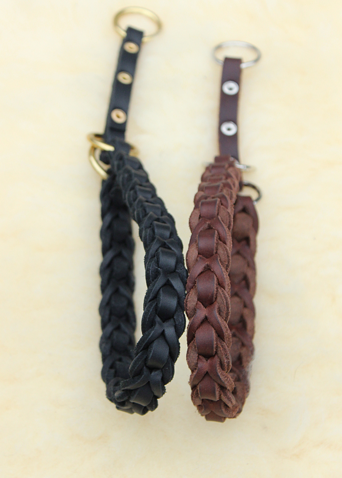 Bellepet Fettleder-Halsband "Braidy deluxe" geflochten mit Zugstop - Chrom