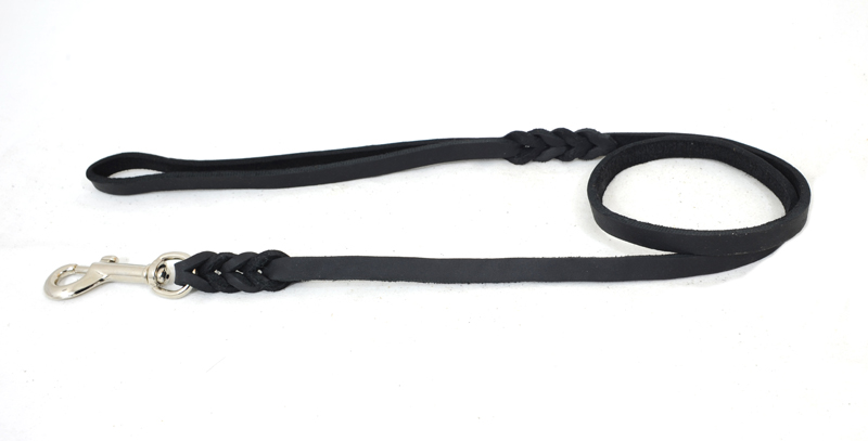 Bellepet Fettlederleine 1,35m mit Handschlaufe - Chrom