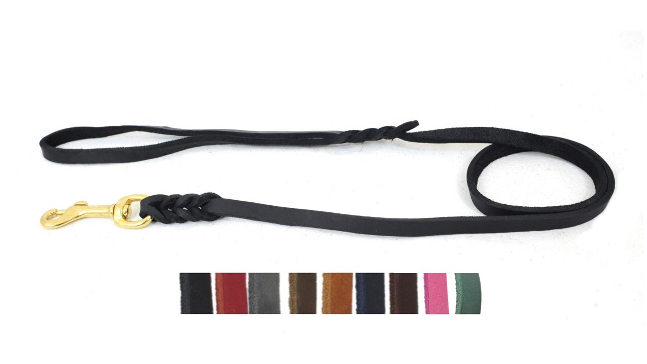 Bellepet - Fettlederleine 3m mit Handschlaufe - Messing