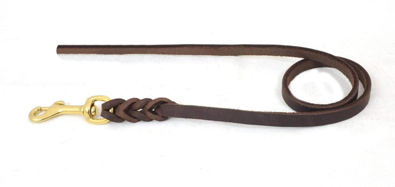 Bellepet Fettlederleine 1,35m ohne Handschlaufe - Messing