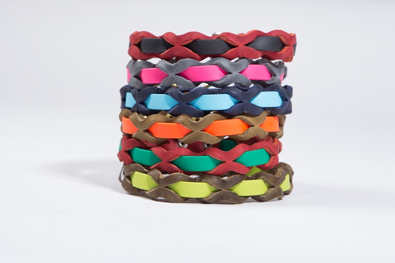 Bellepet Halsband "Braidy Farbrausch" Chrom mit oliv Leder