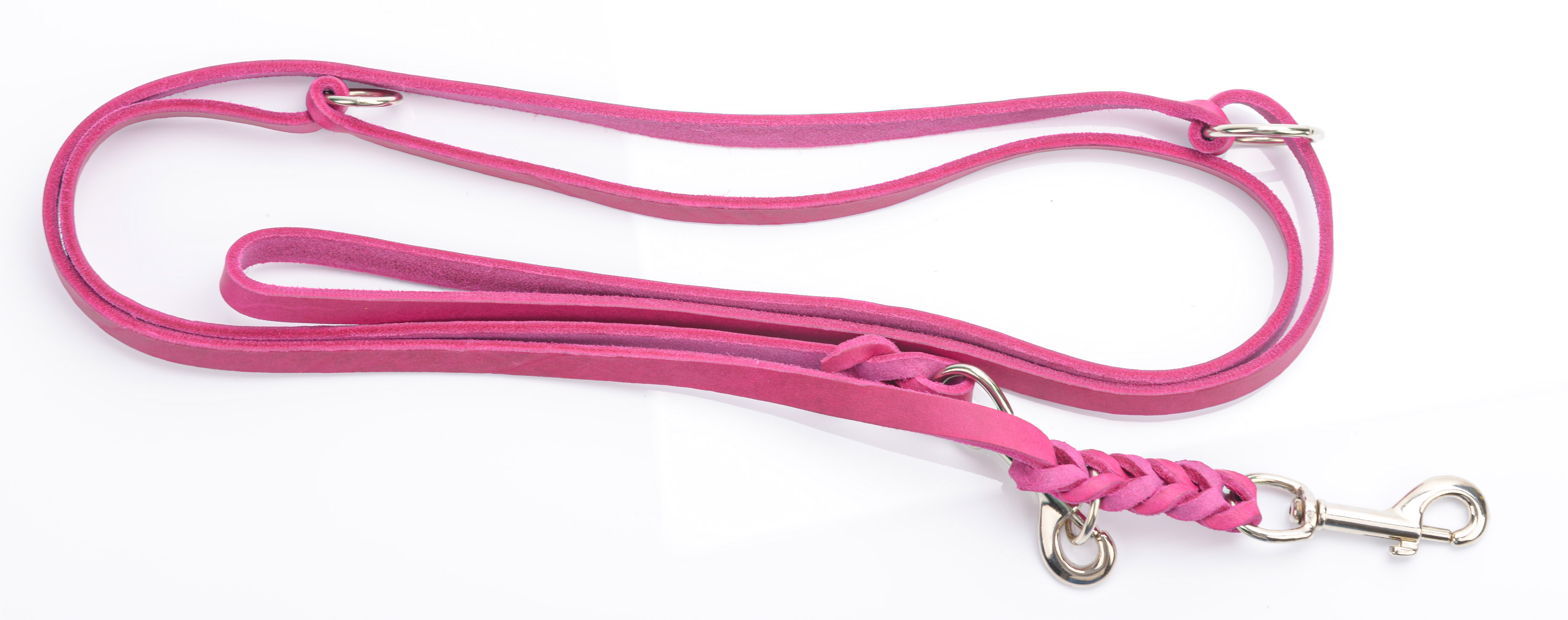 Bellepet - Fettleder Verlängerungsleine / Polizeileine 2,40m 3-fach verst. - Edelstahl