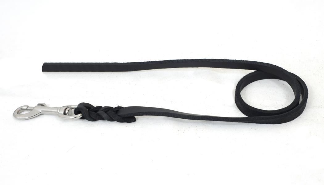 Bellepet Fettlederleine 1,50m ohne Handschlaufe - Edelstahl